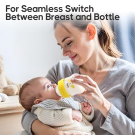 YOHKOH Glass Baby Bottles with Slow Flow Nipple, Newborn Anti-Colic Baby Bottles for 0+ Months, Wide Neck Feeding Bottle, Clear (Yellow, 2.7oz (Pack of 4))