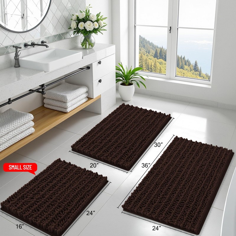 Smiry Bathroom Rugs Mat 24x16, Extra Soft Absorbent Chenille Bath