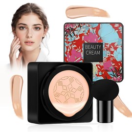 Mushroom Head Air Cushion CC Creme,Beauty Cream, Feuchtigkeitsspendende Foundation&Concealer,Aufhellendes Nude Make-up mit Gleichmäßigem Hautton,Langanhaltende Flüssige Make-up Base(Natürlich)