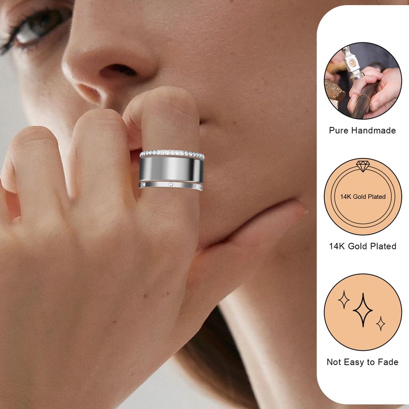 ZOOROO 2-Pack 14K Gold Plated Stacking Rings for Oura Ring