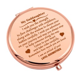 Goddaughter Gifts from Godmother God Daughter Gifts for Girls Compact Makeup Mirror Baptism Gift for Women Inspirational Birthday Folding Makeup Mirror Christian Gift for Teen Girls