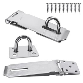 2Pcs Stainless Steel Gate Lock Hasp, Safety Packlock Clasp Lock Set - Door Locks for Doors, Cabinets, Closets and More (4inch-Silver)