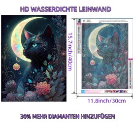 Aiuorty 5D Diamond Painting Pictures Horse Diamond Art Adult Full DIY Diamond Art Painting Embroidery Set Cross Stitch Pictures Home Wall Decor 30 x 40 cm (Cat)