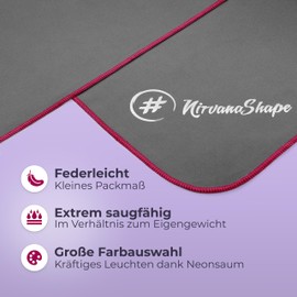 NirvanaShape Microfibre Towel – Travel Towel, Bath Towel for Holidaymakers – Compact, Quick-Drying Microfibre Towels as Beach Towel, Sports Towel – for Travel, Camping, Sports – 100 x 50 cm