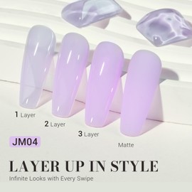 MelodySusie Jeweliver Gel Nail Polish, 0.5Fl Oz Lavender Puprle Jelly Gel Polish Sheer Translucent Nude Soak Off UV LED Light Cure Spring Summer Colors Nail Art Manicure Nail Art DIY at Home JM04