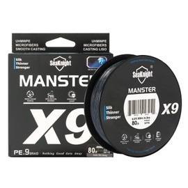 Seaknight X9 9 Strands Braided Lines 150M Smooth PE Braid Multifilament Wire Carp Fishing Lines Double Coating UV-proof Saltwater-proof Fishing Line for Sea Fishing 17-80LB