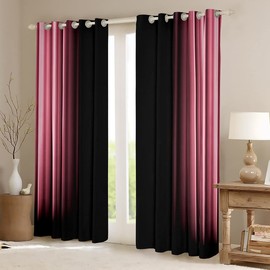Feelyou Abstract Ombre Window Curtains for Bedroom Living Room Kids Teens Pink and Black Decor Window Drapes Treatments 38W X 45L,2 Panels