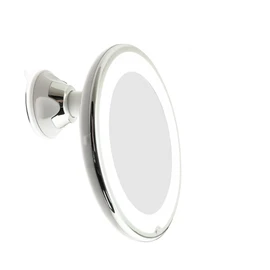 JiBen LED Lighted 10X Magnifying Makeup Mirror with Power Locking Suction Cup, Bright Diffused Light and 360 Degree Rotating Adjustable Arm, Portable Cordless Home and Travel Bathroom Vanity Mirror