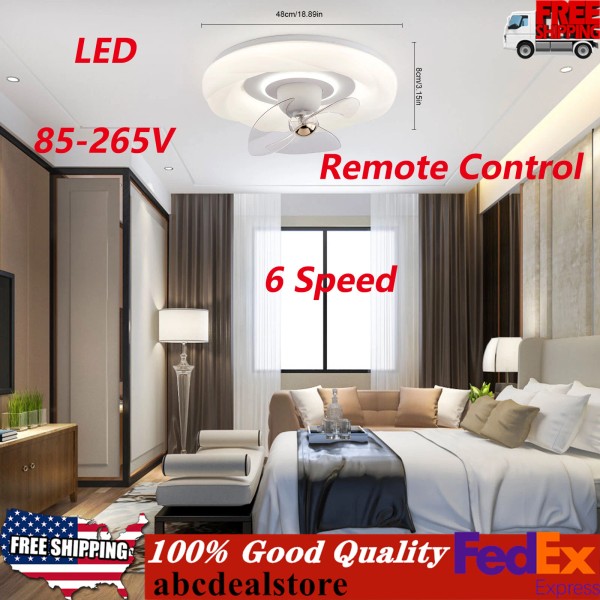 18.89'' Round Ceiling Fan Light Remote Control Chandelier LED Lamp