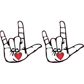 StickerTalk Die Cut Heart Hand ASL I Love You Vinyl Stickers, 2 Stickers, 2.5 inches by 2.5 inches Each