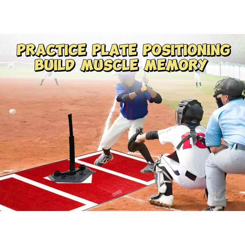 Baseball & Softball Hitting Mat - 6x4ft Anti-Slip Rubber Base,