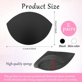 Bra Inserts Breast Enhancers, 2 Pairs Women's Push Up Bra Pads Inserts, Push up Swimsuit Pads, Breast Enhancer Cups, Fits A Cup, Black & White