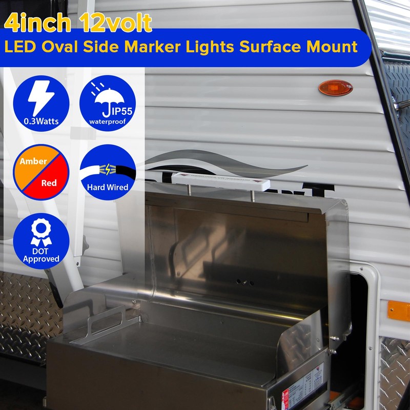 Dream lighting 12V Trailer Side Marker Light LED 4x1.7 inch