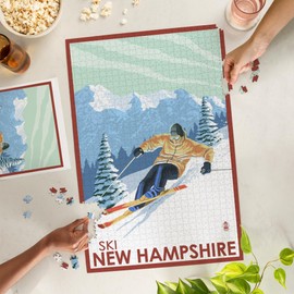 Lantern Press 1000 Piece Jigsaw Puzzle, New Hampshire, Downhill Skier