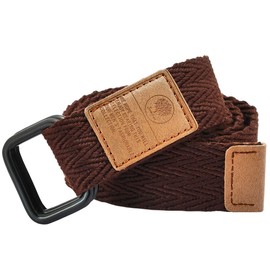 KYEYGWO Canvas Belts for Men Woman, Webbing Double Loop D Ring Buckle Jeans Waistband Belt, Brown(Size: One Size)