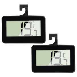 2 Piece Digital Fridge Thermometer Mini Freezer Thermometer Room Thermometer with Hooks Large LCD Display °C/°F Convertible with Hanging Hook for Kitchen Home