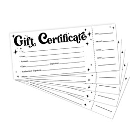 Blank Gift Certificate for Business, 25 Retro Gift Certificate Cards for Spa Restaurants Salon, Custom Client Vouchers for Birthday, Fill in Blank Work Business Present Cards, 3. 5 x 8 Inch - A04