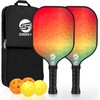 Pickleball Paddles Set of 2, USAPA Approved Carbon Fiber Pickle Ball Paddle (CHS) Polypropylene Honeycomb Core, Anti Slip Sweat Absorbing Grip, 2 Outdoor Pickleball, 2 Indoor Pickleball, Bag