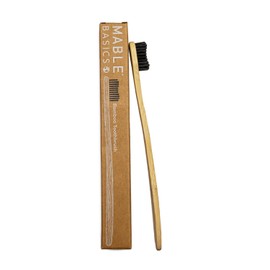 MABLE Basics Bamboo Toothbrush with Plant-Based Bristles | 4 Pack | Adult Toothbrush | Soft Bristles| Natural Wooden Toothbrush