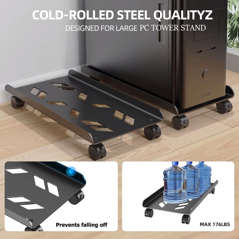 Hovadova Computer Tower Stand, Ventilated Mobile CPU Stand Fits Most