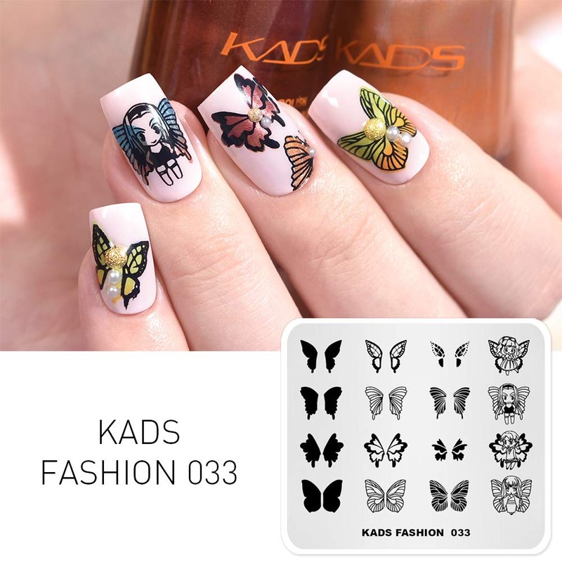 KADS Nail Stamping Plate Leaves Nature Template with Stamper Image