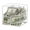Clear Acrylic Money Box, 12X12X12cm Square Money Saving Box, Unopenable