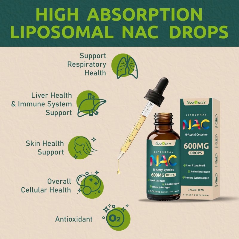 Geeoasis Liposomal Liquid NAC Supplement N-Acetyl Cysteine Drops, N Acetyl