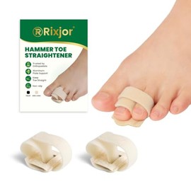Hammer Toe Straightener - Broken Toe Wraps for Women & Men, 2 Pcs Toe Splint Relief for Correcting Hammer Toes, Broken Toes, Crooked Toes & Overlapping Toes (Beige)
