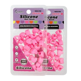 2 Pack Heart Shaped Silicone Hair Beads – 70 PCS 16mm, Premium Soft Rubber, Noiseless, Painless, Light for Women Girls Stylish Braiding:_Pink