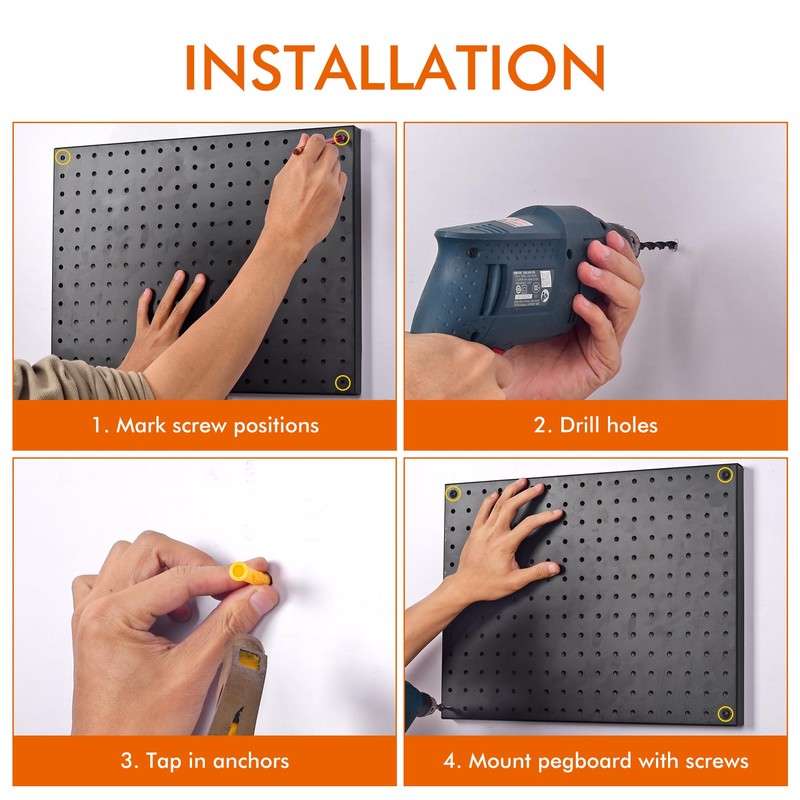 G.CORE Heavy Duty Metal Pegboard Organizer - Wall Storage Steel