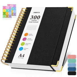 Graph Paper Notebook, Spiral Grid Notebook 8.5" X 11", Hardcover Leather Journal 300 Pages, 100GSM Thick Grid Paper Notebook, Large A5 Graphing Notebook Journal for Women Men Writing Engineering Work