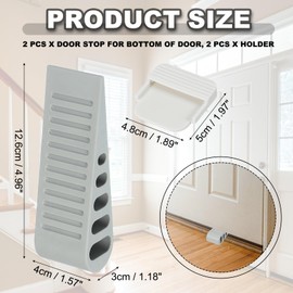 PATIKIL Rubber Door Stoppers for Bottom of Door, 2 Pack Door Wedge Stopper with Holder Sturdy Stackable Doorstop Wall Protector for Home Office Floor Concrete Tile, Gray