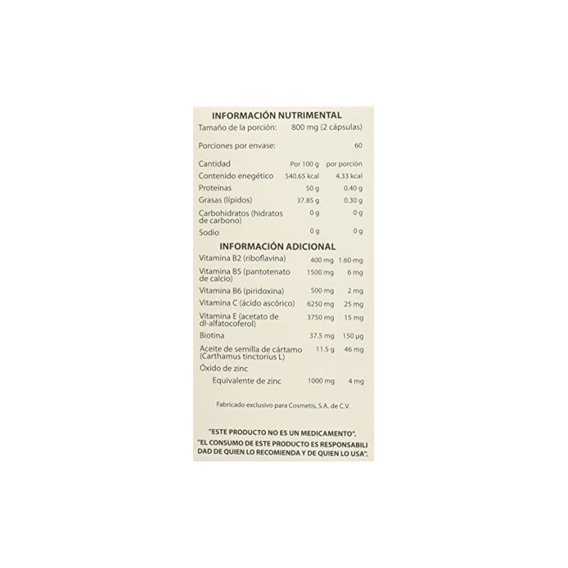 Phanere, Suplemento alimenticio con Vitaminas, cabello y uñas, 120 cápsulas