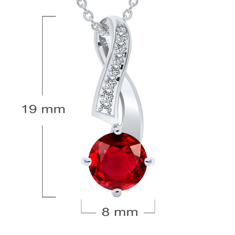 Planetys - Rhodium Plated 925 Sterling Silver Ruby Natural Ruby