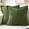 MIULEE Moss Green Corduroy Pillow Covers 18x18 Inch with Splicing