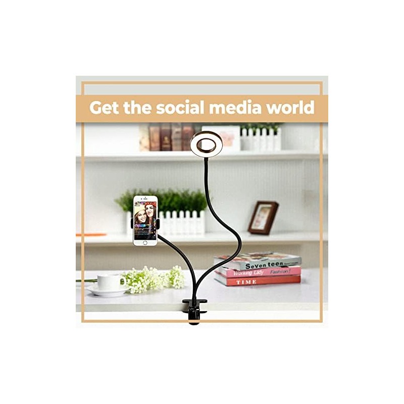 Retoo LED Ringlicht mit Stativ Selfie-Licht, Selfie Lampe Schwanenhals Klemmlampe