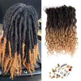 Loc Hair Extensions, Real Human Hair, Full Head Permanent Dreadlock Extensions, Suitable for Men and Women (20 strands 10inch 0.6cm, 1B/27)