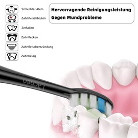 Lächen Standard Brush Head, Fits All Smile Electric Toothbrushes S131 Black, Pack of 4