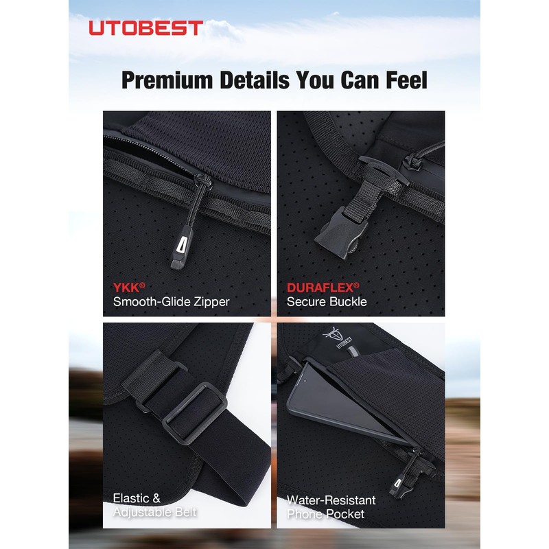 UTOBEST Running Vest Reflective Hydration Backpack with 500ml Water Bottles