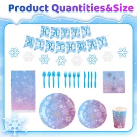 141 Pieces Blue Winter Snowflake Party Tableware, Snowflake Party Accessory Set, Winter Snowflake Party Tableware Decoration, Winter Wonderland Party Supplies, Snow Party Tableware for New Year,