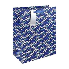 Eurowrap Modern Chevron Stylish Gift Bag With Gift Tag - Gift Bag for Him, Father's Day, Dad, Happy Birthday - Mens Gift Wrap Occasion Present Birthday - Large Size