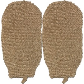 2 PACK 100% Natural Exfoliating Hemp Glove Mitt Mitten - Bath Sponge Scrubber Remove Dead Skin - Deep Clean & Invigorate Your Skin - Machine Wash and Dry - Double Sided Available