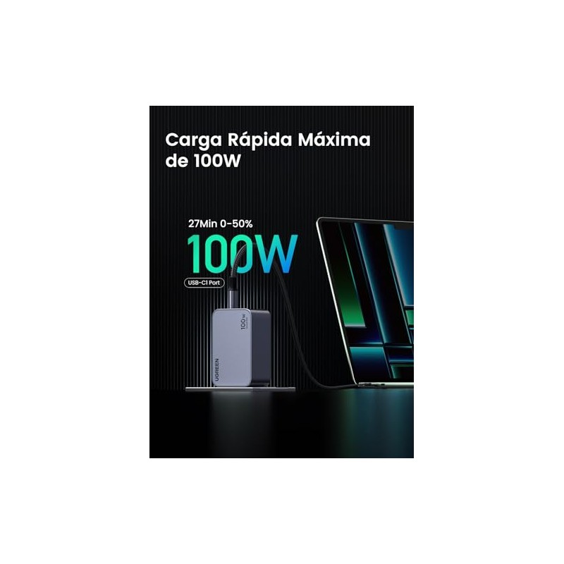 UGREEN Nexode Pro 100W Cargador Tipo C con Cable C
