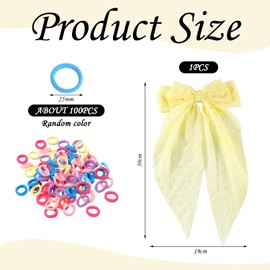 1 Piece Yellow Bow Hair Clip And 100 Piece Elastic Hair Rings, Ele And Simple Hair Clips, Hairstyle Decorations, Women'S Hair Accessories.