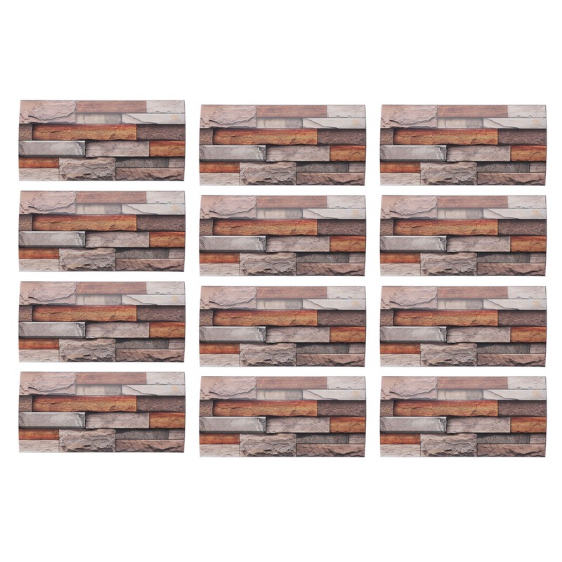 12pcs Tile Wall Sticker Thickened PVC Self Adhesive Waterproof Retro