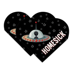 Homesick UFO Alien Funny Heart Faux Leather Bookmark - Set of 2