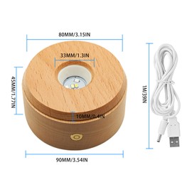 Wood LED Display Base, Rotating Display Stand Round Wooden Lighted Base 8 Lighting Modes Colored LED Lights Stand for Crystal Glass Resin Art