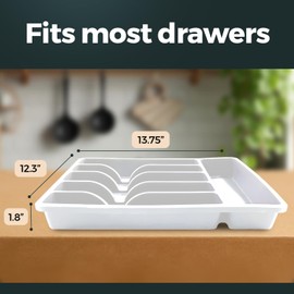 Pantrymade Silicone Silverware Drawer Organizer – Non-Slip Utensil Holder for Kitchen Drawers | Cutlery Tray for Forks, Knives, Spoons & More | Durable, BPA-Free, Easy to Clean – White