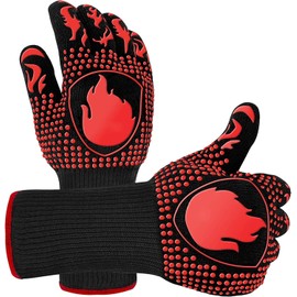 Barbecue Gloves, Heat Resistant, Oven Gloves with 800 Degrees, Extremely Heat Resistant, Cooking Gloves for Baking, Grilling, Cooking, BBQ