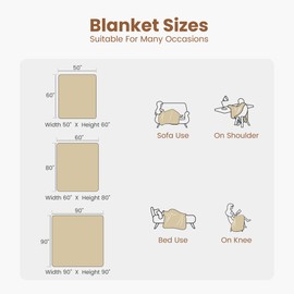 Dual-Sided Faux Rabbit Fur Throw Blanket, 50" x 60", Cream